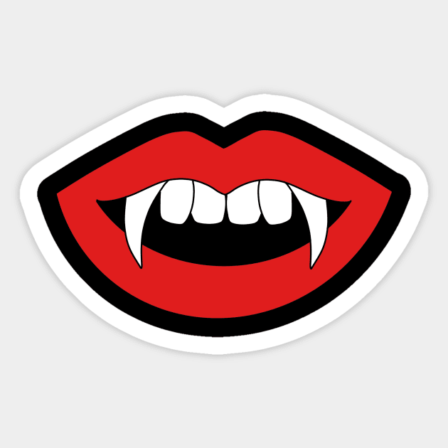 Cartoon Monster Vampire red lips with sharp teeth Sticker by galaxieartshop